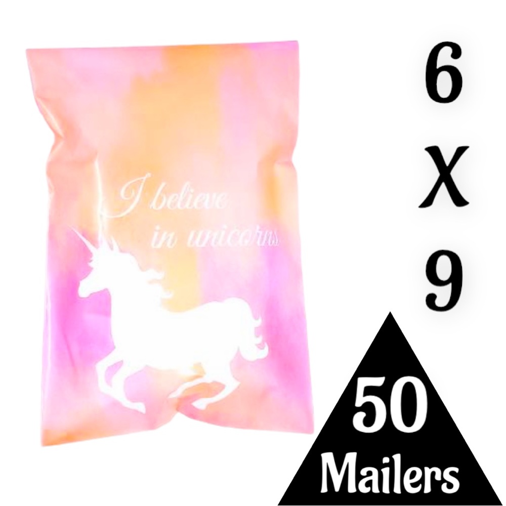 50 6X9 Poly Mailers Pink Unicorn, Shipping Envelopes, PRICE IS FIRM - Picture 3 of 4